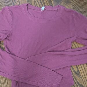 Garage Ribbed Long Sleeve Top - Mauve